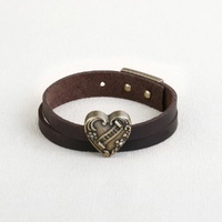 Story Heart Leather Bracelet - Black Blessed