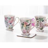 Ashdene Romantic Garden Footed Mug - Aqua