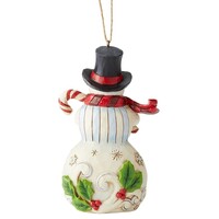 Jim Shore Heartwood Creek - Snowman With Candy Cane Hanging Ornament