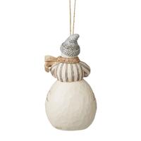Jim Shore Heartwood Creek White Woodland - Snowman with Basket Hanging Ornament