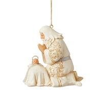 Jim Shore Heartwood Creek Holiday Lustre - Santa Kneeling Over Baby Jesus Hanging Ornament