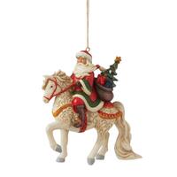 Jim Shore Heartwood Creek - Santa Riding White Horse Hanging Ornament