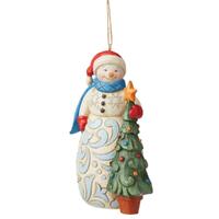 Jim Shore Heartwood Creek - Snowman With Tree Hanging Ornament