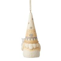 Jim Shore Heartwood Creek Christmas Gnomes - White Woodland Gnome Hanging Ornament