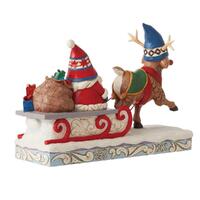 Jim Shore Heartwood Creek Gnomes - Reindeer Pulling Sled