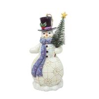 Jim Shore Heartwood Creek - Snowman With Tree Hanging Ornament