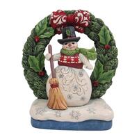 Jim Shore Heartwood Creek - Snowman in Light Up Wreath