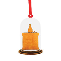 Disney Enchanting Hanging Dome Ornament - Mickey Mouse with Fireplace - Santa Please Call Here