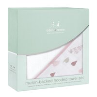 aden & anais Muslin Backed Hooded Towel Set - Heartbreaker 