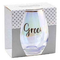 Rose Gold Groom Stemless Wine Glass