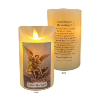 Flickering LED Wax Devotional Candle - Saint Michael the Archangel