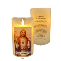 Flickering LED Wax Devotional Candle - Sacred Heart of Jesus