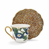 Spode Creatures Of Curiosity - Fluted Teacup & Saucer - Leopard Print