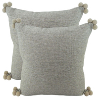 NF Living Pompom Cushion - Grey 50x50cm