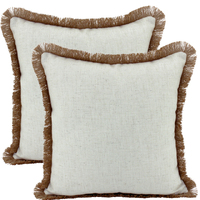 NF Living Linen Fringe Cushion - Beige 45x45cm