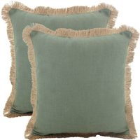 NF Living Linen Fringe Cushion - Sage 45x45cm