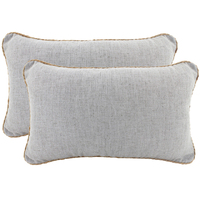 NF Living Linen Rope Trimmed Cushion - Light Grey 30x50cm