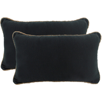 NF Living Linen Rope Trimmed Cushion - Black 30x50cm