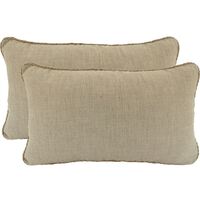 NF Living Linen Rope Trimmed Cushion - Latte 30x50cm