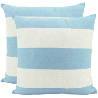 NF Living Linen Cushion - Sky Blue Stripe 55x55cm