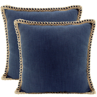 NF Living Linen Jute Cushion - Navy 50x50cm