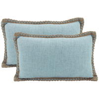 NF Living Linen Jute Lumbar Cushion - Sky 30x50cm