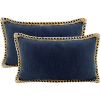 NF Living Linen Jute Lumbar Cushion - Navy 30x50cm