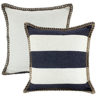 NF Living Linen Jute Cushion - Navy Stripe 50x50cm