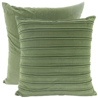 NF Living Velvet Pleated Cushion - Olive 50x50cm