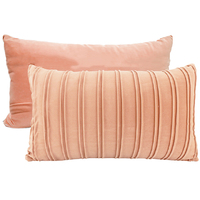 NF Living Velvet Pleated Lumbar Cushion - Coral 30x50cm