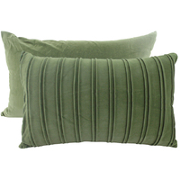 NF Living Velvet Pleated Lumbar Cushion - Olive 30x50cm