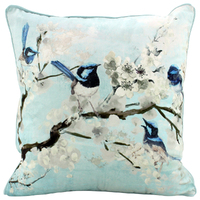 NF Living Velvet Cushion - Fairywren Branch 50x50cm