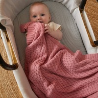 Pilbeam Jiggle & Giggle - Blush Basket Weave Knit Blanket