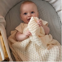 Pilbeam Jiggle & Giggle - Cream Basket Weave Knit Blanket