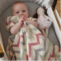 Pilbeam Jiggle & Giggle - Blush Zig-Zag Knit Blanket