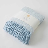 Pilbeam Living - Blue Herringbone Throw Blanket