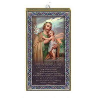 Hanging Wood Plaque With Prayer - St Joseph