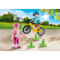 Playmobil Action - Children with Skates and Bike