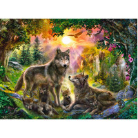 Ravensburger Puzzle 500pc - Wolf Family In Sunshine