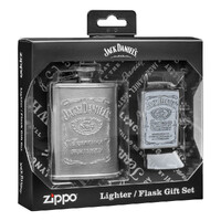 Zippo Gift Set - Jack Daniel's Lighter and Flask Street Chrome