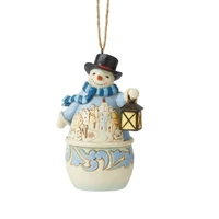 Heartwood Creek Hanging Ornaments - Snowman with Village Scene