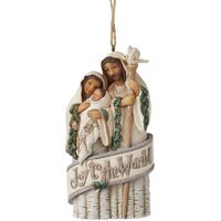 Jim Shore Heartwood Creek White Woodland - Holy Family Hanging Ornament