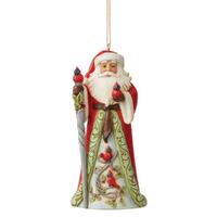 Jim Shore Heartwood Creek - Santa With Cardinals Hanging Ornament