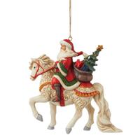 Jim Shore Heartwood Creek - Santa Riding White Horse Hanging Ornament