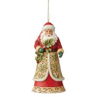 Jim Shore Heartwood Creek - Santa With Holly Hanging Ornament