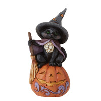 Jim Shore Heartwood Creek Halloween - Mini Black Cat On Pumpkin