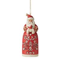 Jim Shore Heartwood Creek Nordic Noel - Santa with Cardinal Hanging Ornament