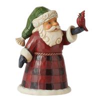 Jim Shore Heartwood Creek - Buffalo Plaid Santa Pint Sized Figurine