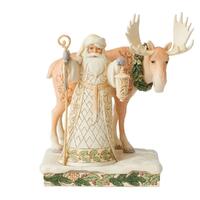 Jim Shore Heartwood Creek White Woodland - Santa With Moose