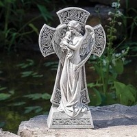 Joseph's Studio - Angel with Baby Cross Garden Statue